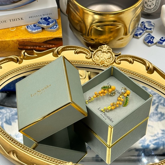 🆕 LES NEREIDES 🧿 NIB Gardens in Provence Long Mimosa Clip on Earrings - Picture 16 of 16